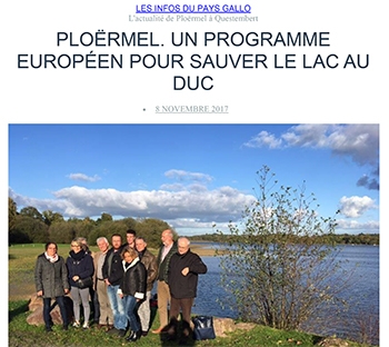 Les Infos du Pays Gallo, 8 novembre 2017 : Ploërmel, un programme européen pour sauver le Lac au Duc