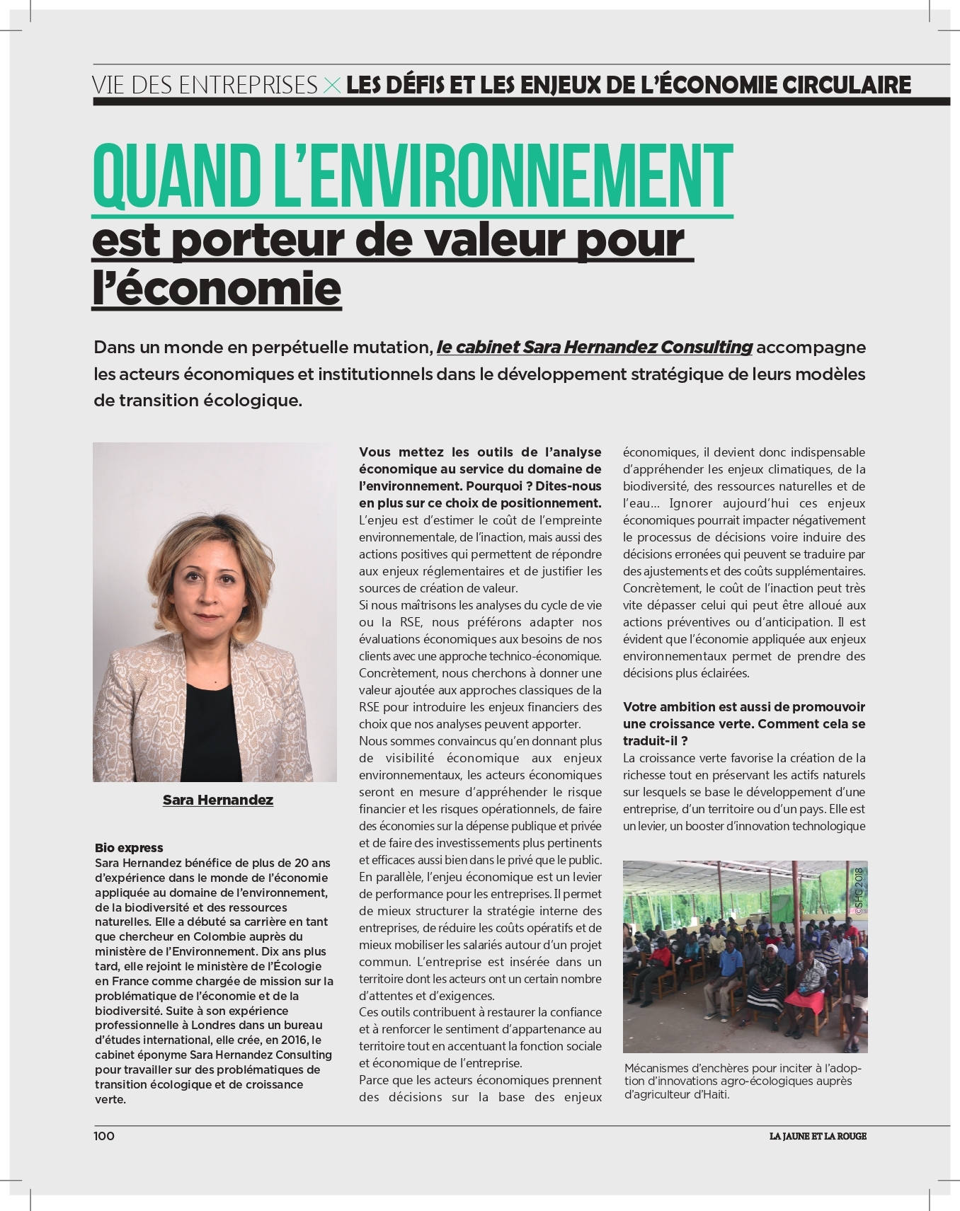 La jaune et la rouge, February 2019: When the environment is valuable for the economy